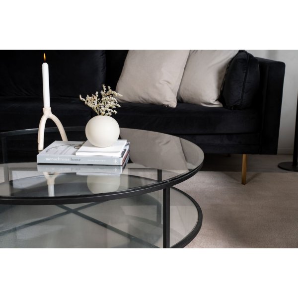 Kävsta sohvapöytä Ø100 cm - Musta/lasi Kävsta sohvapöytä Ø100 cm - Musta/lasi