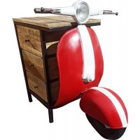 Vintage Vespa lipasto/yöpöytä - punainen/valkoinen Vintage Vespa lipasto/yöpöytä - punainen/valkoinen