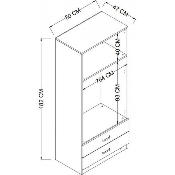 Yaman vaatekaappi 80 x 47 x 182 cm - mänty Yaman vaatekaappi 80 x 47 x 182 cm - mänty