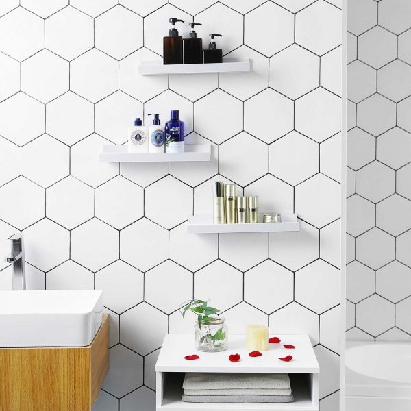 Suwon seinhylly 38 cm, 3 kpl - Valkoinen