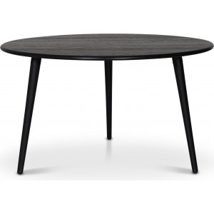 Pyöreä ruokapöytä mustaksi petsattu tammi Ø130 cm - Omni + Huonekalujen tekstiilien puhdistus Pyöreä ruokapöytä mustaksi petsattu tammi Ø130 cm - Omni + Huonekalujen tekstiilien puhdistus