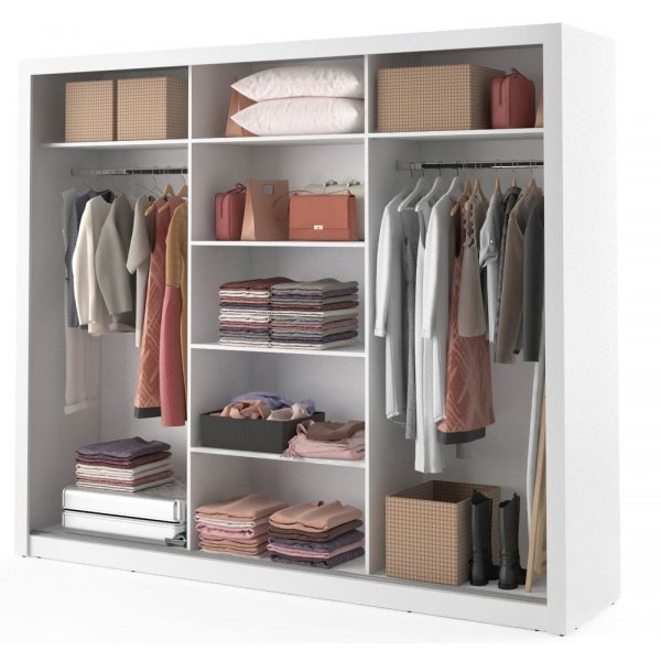 Mervyn-vaatekaappi peilill - Valkoinen