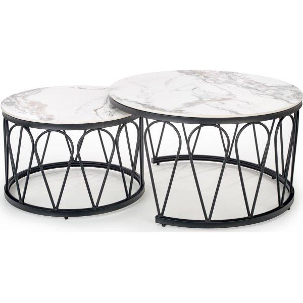 Formosa sohvapöytä Ø60 cm - Valkoinen marmori/musta Formosa sohvapöytä Ø60 cm - Valkoinen marmori/musta