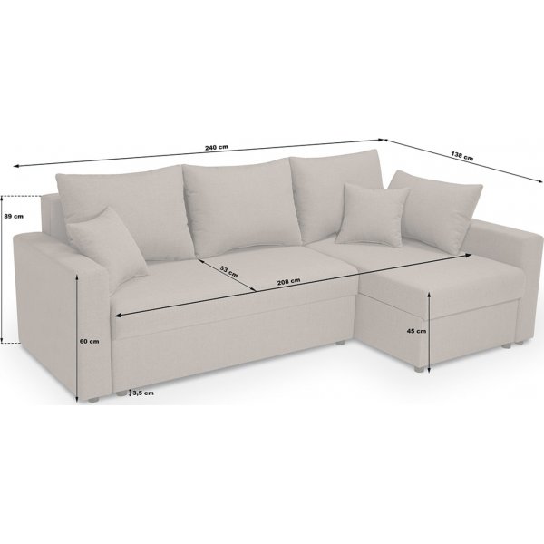 Zemek vuodesohva - harmaa