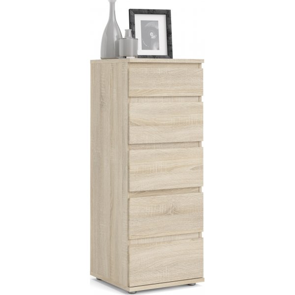 Nova kapea lipasto 5 laatikolla - tammi Nova kapea lipasto 5 laatikolla - tammi