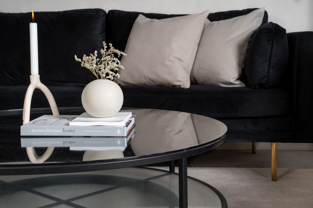 Kävsta sohvapöytä Ø100 cm - Musta/lasi - € 