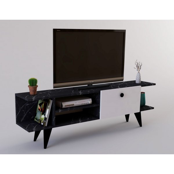 Idil-mediapenkki - Musta marmori/valkoinen Idil-mediapenkki - Musta marmori/valkoinen