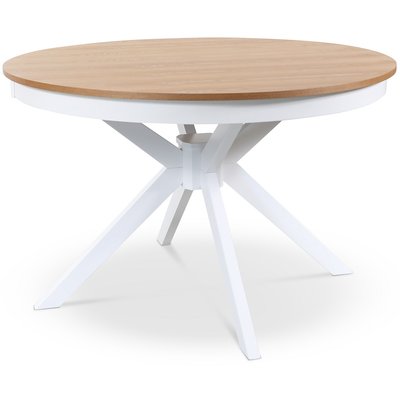 Pyöreä Tromsö-ruokapöytä 120 cm - Valkoinen / Tammi + Huonekalujen jalat