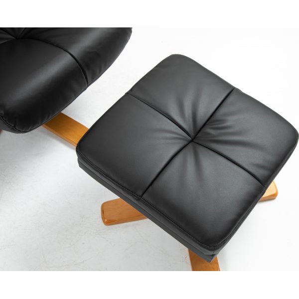 Duva lepotuoli rahiolla mustaa PU:ta ja ruskeat jalat Duva lepotuoli rahiolla mustaa PU:ta ja ruskeat jalat