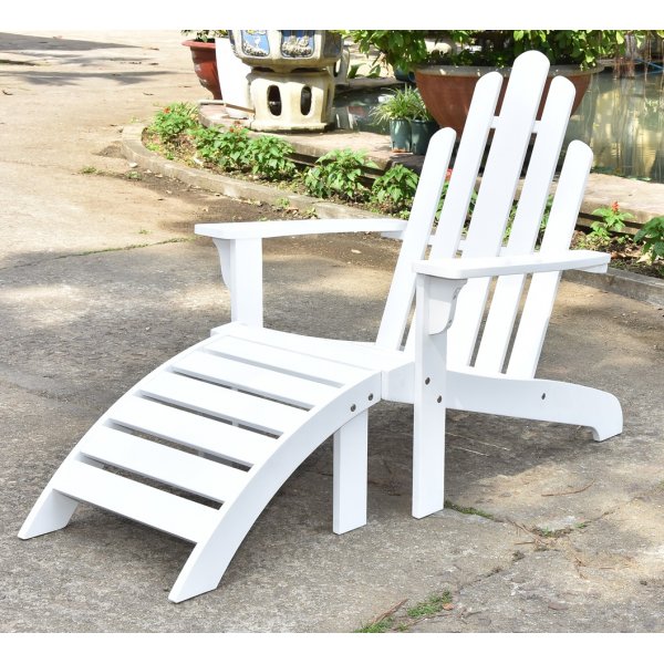 Newport-aurinkotuoli jalkarahilla - valkoinen