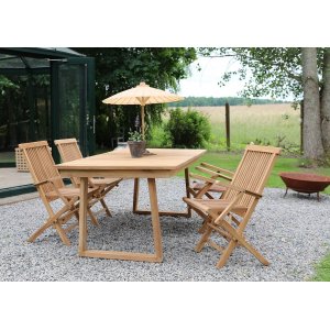 Saltö ulkoruokailuryhmä ruokapöytä 180x100 cm ja 4 Saltö nojatuolia - Teak Saltö ulkoruokailuryhmä ruokapöytä 180x100 cm ja 4 Saltö nojatuolia - Teak
