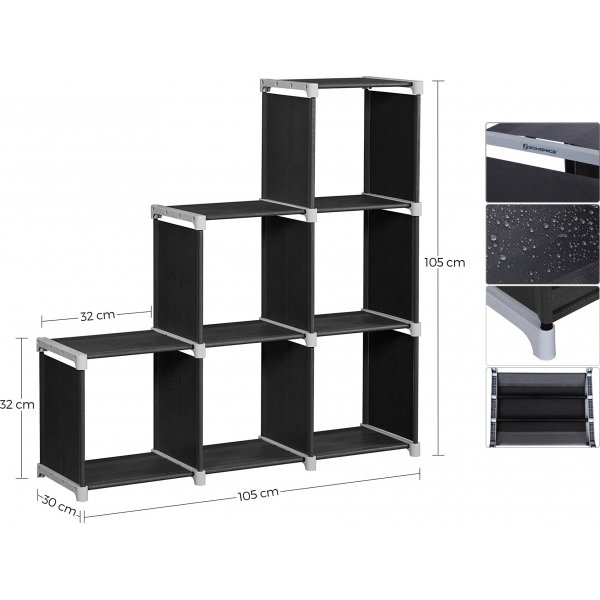 Kasper-hylly 6 lokeroa - Musta/harmaa Kasper-hylly 6 lokeroa - Musta/harmaa