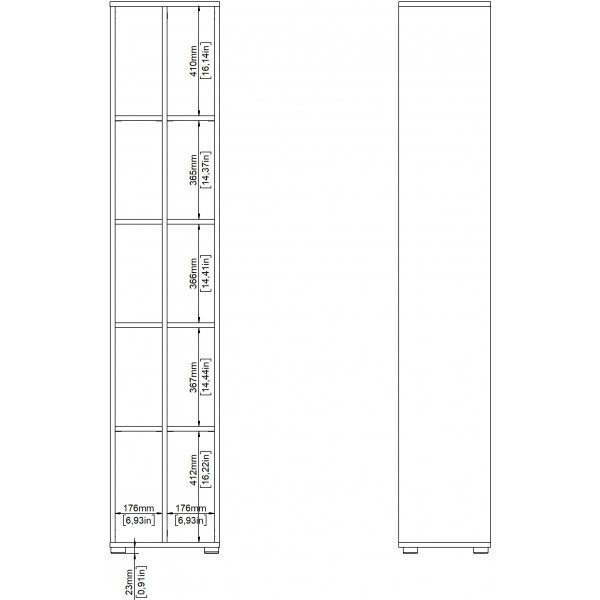 Kylttikirjahylly jakajalla - valkoinen/hikkori Kylttikirjahylly jakajalla - valkoinen/hikkori