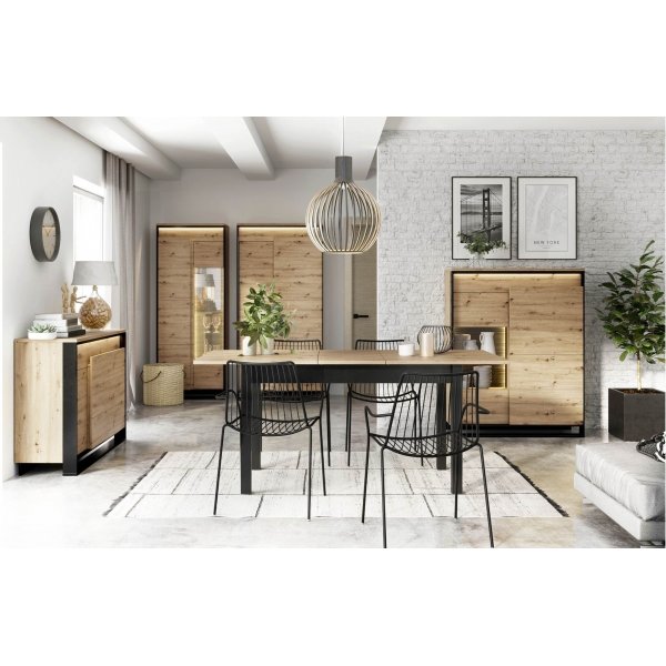 Kvanttikaappi lasiovella - Artisan tammi/musta Kvanttikaappi lasiovella - Artisan tammi/musta