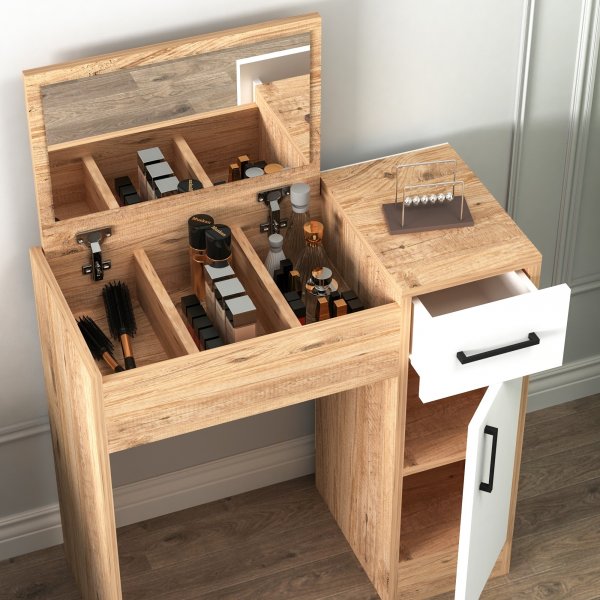 Inci peilipöytä 77 x 37,3 cm - Mänty/valkoinen Inci peilipöytä 77 x 37,3 cm - Mänty/valkoinen