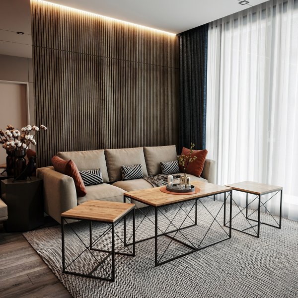 Ravina sohvapöytä 45/100 x 45/50 cm - Mänty/musta Ravina sohvapöytä 45/100 x 45/50 cm - Mänty/musta