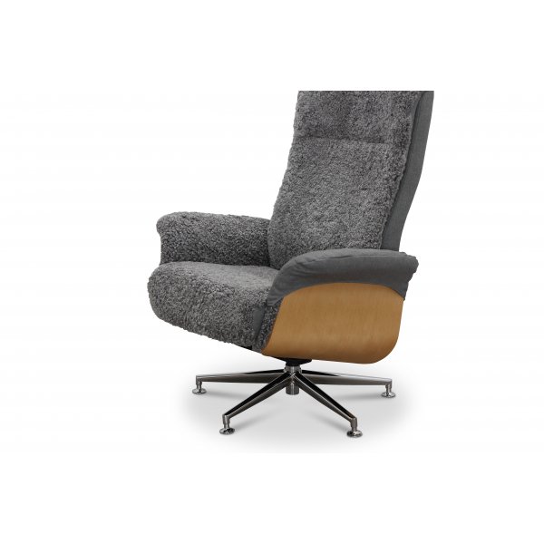 Nojatuoli jalkarahilla aitoa lampaannahkaa tammea/grafiitinharmaata - Ulla + Huonekalujen tekstiilien puhdistus Nojatuoli jalkarahilla aitoa lampaannahkaa tammea/grafiitinharmaata - Ulla + Huonekalujen tekstiilien puhdistus