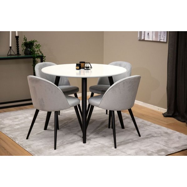 Ruokatuoli Zeus - Musta / Vaaleanharmaa Manchester