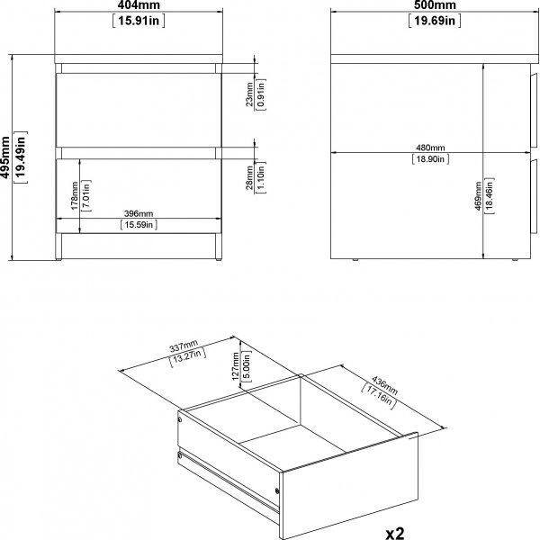 Naia yöpöytä 2 - tryffeli Naia yöpöytä 2 - tryffeli