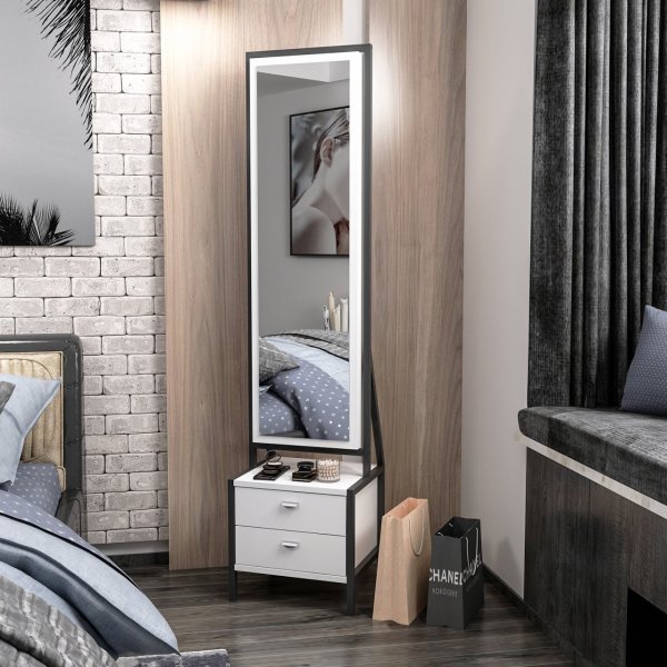 Tyyliks kokovartalopeili silytystilalla - Valkoinen