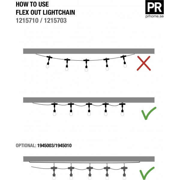 Flex Out merkkivalo ulkokäyttöön Saigon-varjostimilla - 6,5 m - Musta Flex Out merkkivalo ulkokäyttöön Saigon-varjostimilla - 6,5 m - Musta