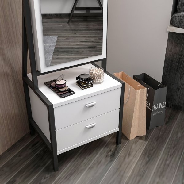 Tyyliks kokovartalopeili silytystilalla - Valkoinen