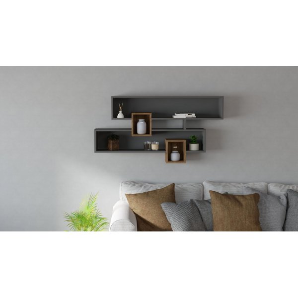 Karen seinähylly - pähkinä/antrasiitti Karen seinähylly - pähkinä/antrasiitti