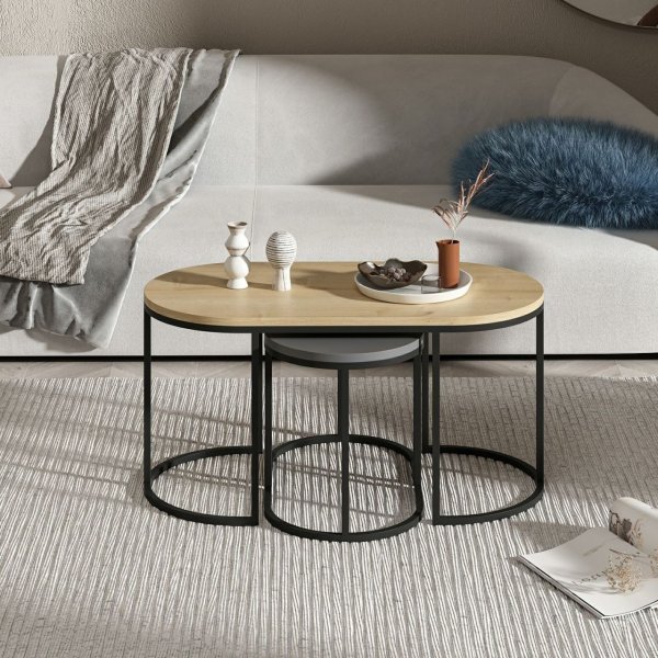 Dena-pöytä 35/90 x 30/45 cm - Tammi/antrasiitti Dena-pöytä 35/90 x 30/45 cm - Tammi/antrasiitti