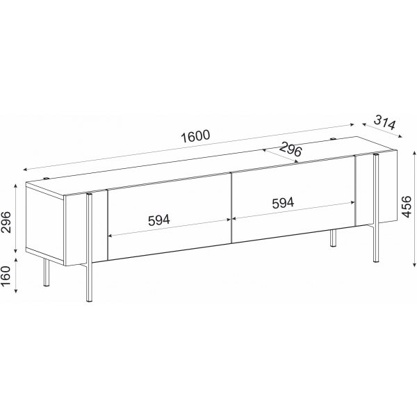 Herman TV-taso 160 cm - P�hkin�puu