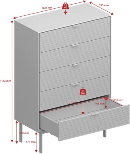 Soma lipasto 5 laatikkoa - Valkoinen Soma lipasto 5 laatikkoa - Valkoinen