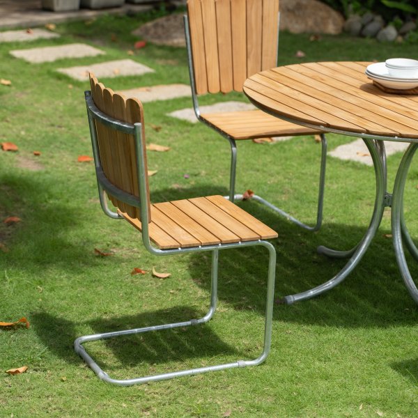 Tiikkituoli galvanoidusta terksest, pinottava - Mllan