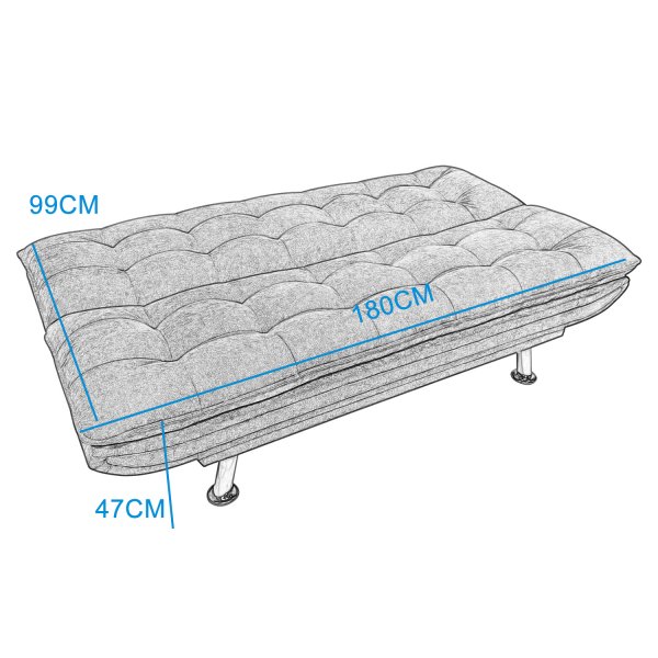 Vuodesohva Skara - Tummanharmaa kangas | 180 cm