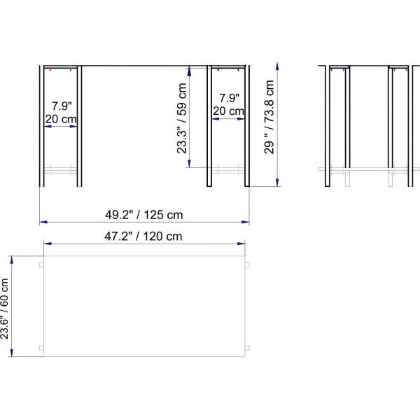 Lukup�yt� 125x60 cm - Valkoinen/kulta