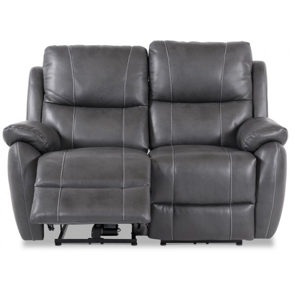 Recliner-sohva Enjoy Hollywood (Elokuvasohva) - Kahden istuttava (sähköinen) harmaata keinonahkaa Recliner-sohva Enjoy Hollywood (Elokuvasohva) - Kahden istuttava (sähköinen) harmaata keinonahkaa