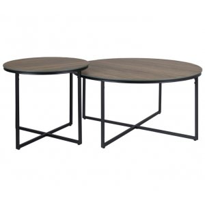 Sivupöytä musta / pähkinäpuu Ø80/50 cm - Marocco Sivupöytä musta / pähkinäpuu Ø80/50 cm - Marocco