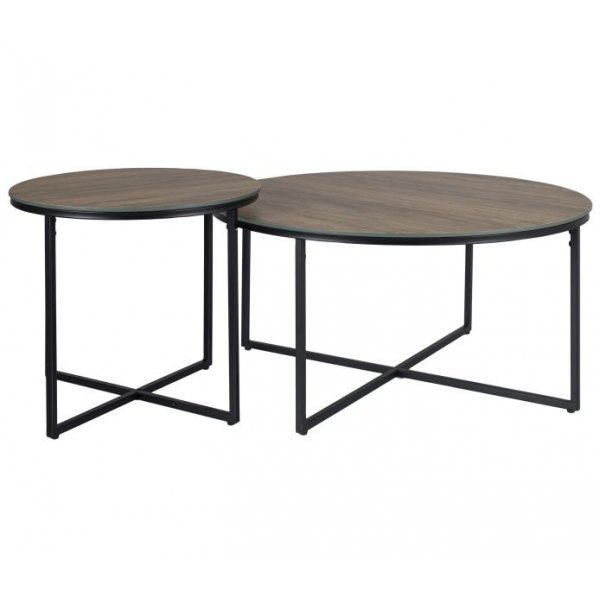 Sivupöytä musta / pähkinäpuu Ø80/50 cm - Marocco Sivupöytä musta / pähkinäpuu Ø80/50 cm - Marocco