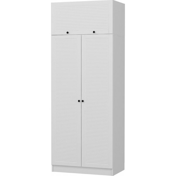 Larett vaatekaappi yl�kaapilla, 90 cm - Valkoinen