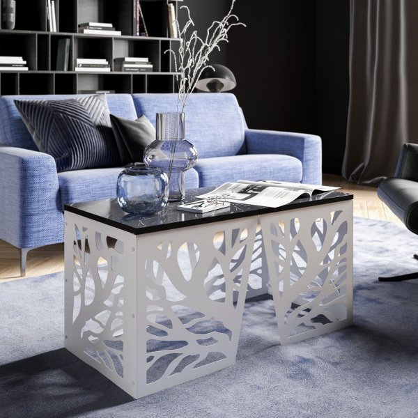 Tonga sivupöytä 44,5 x 44,5 cm - Valkoinen/musta Tonga sivupöytä 44,5 x 44,5 cm - Valkoinen/musta