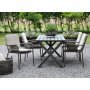 Ruokailuryhm Scottsdale: pyt 150 cm sislten 4 pinottavaa harmaata Lincoln-tuolia