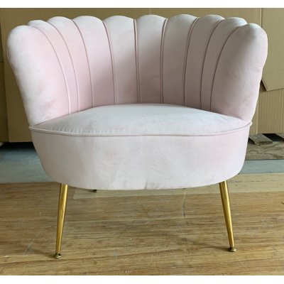 Snäckan nojatuoli - Vaaleanpunainen sametti / messinki