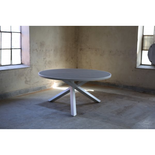 Tammisaaren pyöreä ruokapöytä Ø150 - Valkoinen/harmaa polywood Tammisaaren pyöreä ruokapöytä Ø150 - Valkoinen/harmaa polywood