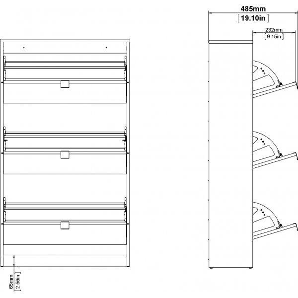 Kengät syvä kenkäkaappi, jossa 3 lokeroa - tammi/valkoinen Kengät syvä kenkäkaappi, jossa 3 lokeroa - tammi/valkoinen