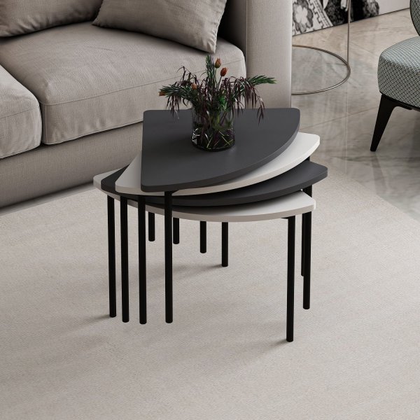 Emma sohvapöytä Ø90 cm - Valkoinen/antrasiitti Emma sohvapöytä Ø90 cm - Valkoinen/antrasiitti