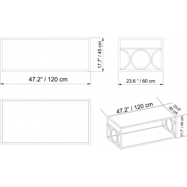 Frederika sohvapöytä 120 x 60 cm - Musta Frederika sohvapöytä 120 x 60 cm - Musta
