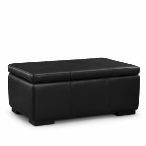Jalkarahi säilytystilalla 90x60 cm - Musta aniliininahka Jalkarahi säilytystilalla 90x60 cm - Musta aniliininahka