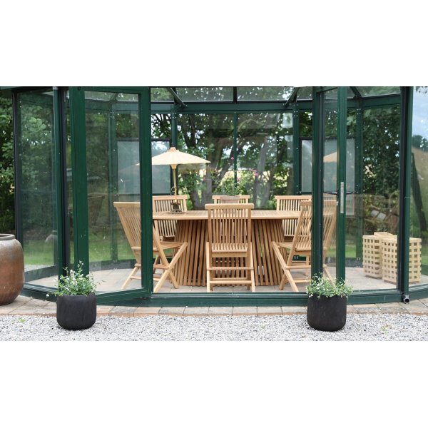Salt ulkoruokailuryhm soikea ruokapyt 200 cm ja 6 ruokatuolia - Teak