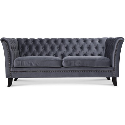 Milton Chesterfield- 2- paikkainen sohva - Harmaa sametti + Huonekalujen hoitosarja tekstiileille
