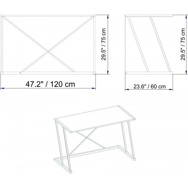 Anemon kirjoituspyt 120x60 cm - Phkin/musta