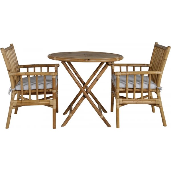 Cane ulkoruokailuryhmä 2 Cane-tuolilla - Natural/Sand beige Cane ulkoruokailuryhmä 2 Cane-tuolilla - Natural/Sand beige