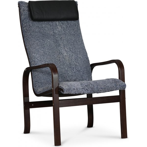 Fushion nojatuoli lampaannahkainen skandinaavisen harmaa - tumma pähkinä Fushion nojatuoli lampaannahkainen skandinaavisen harmaa - tumma pähkinä